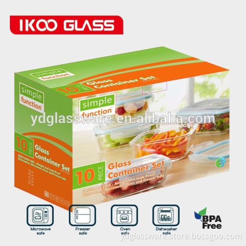 hot selling 5 pcs borosilicate clear 5 pcs glass bowl set with cover